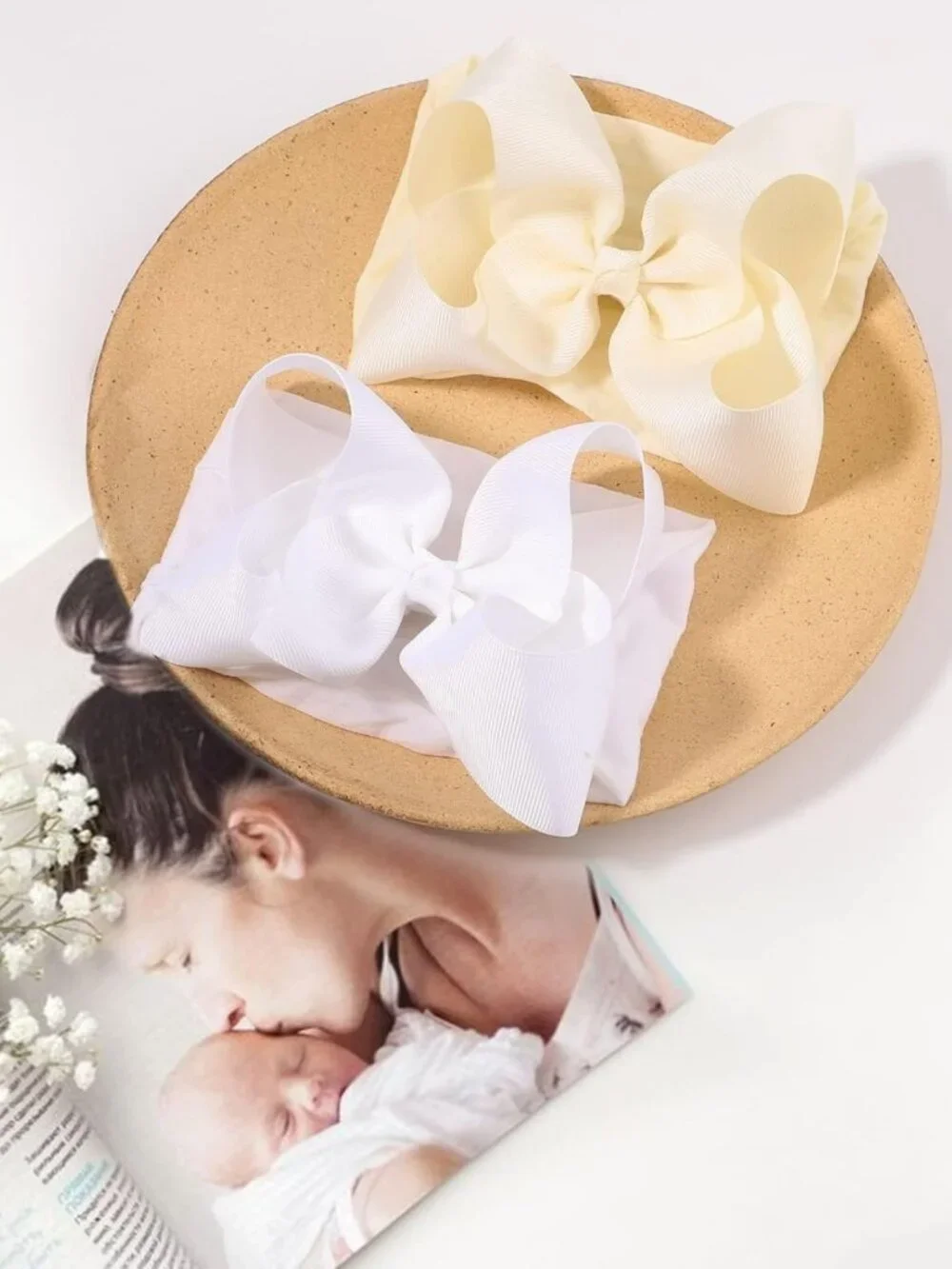 20pcs Baby Girls' Bow Headbands - Soft Nylon Hair Accessories for Infants